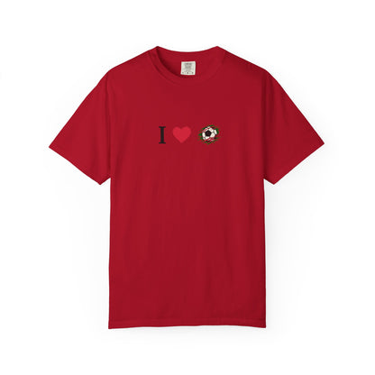 I Love Football (Soccer) Unisex Garment-Dyed T-shirt, Casual Tee, Everyday Wear, Gift for Him/Her, Stylish Apparel