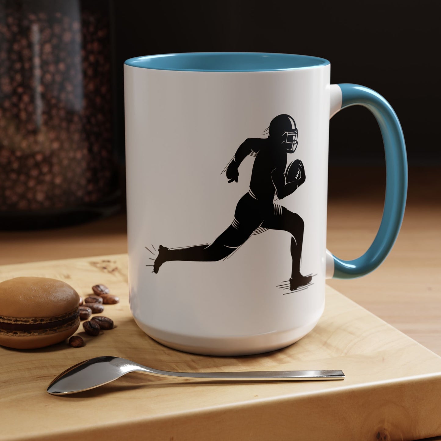 Football Player Themed Accent Coffee Mug, Sports Fan Gift, Unique Mug for Athletes, Coffee Lover, Game Day Essential