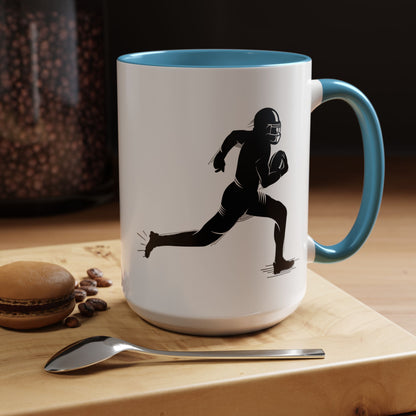 Football Player Themed Accent Coffee Mug, Sports Fan Gift, Unique Mug for Athletes, Coffee Lover, Game Day Essential