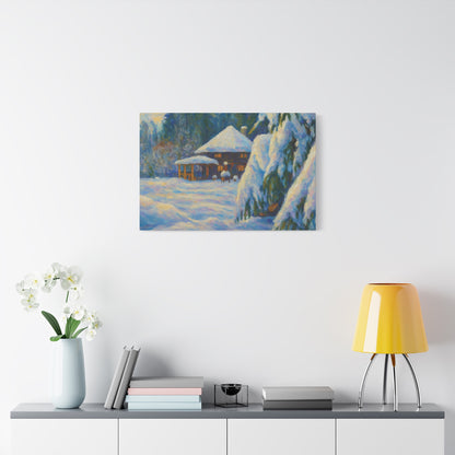 Winter Landscape Canvas Wall Art, Cozy Home Decor, Christmas Gift, Seasonal Artwork, Impressionist Style