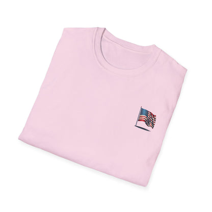 Patriotic Unisex Softstyle T-Shirt, American Flag Tee, USA Pride Shirt, Perfect for Independence Day, Casual Wear