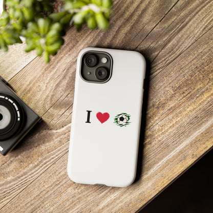 Soccer Phone Case, I Love Soccer, Tough Case Cover, Sporty Phone Accessories, Gift for Soccer Lovers, Unique Soccer Design