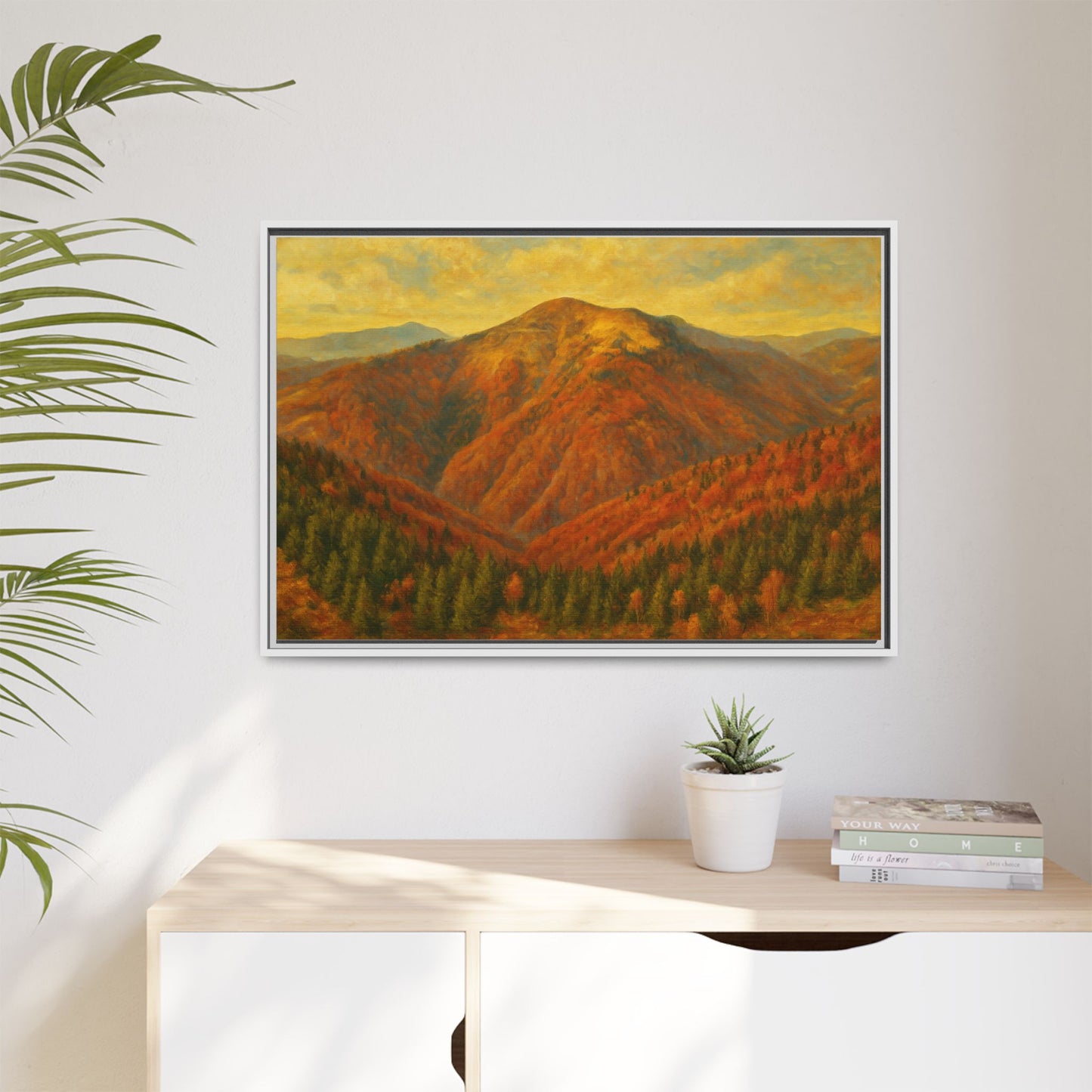 Autumn Landscape Wall Art, Cozy Home Decor, Nature Print, Framed Canvas, Fall Decorations, Gift Idea for Art Lovers