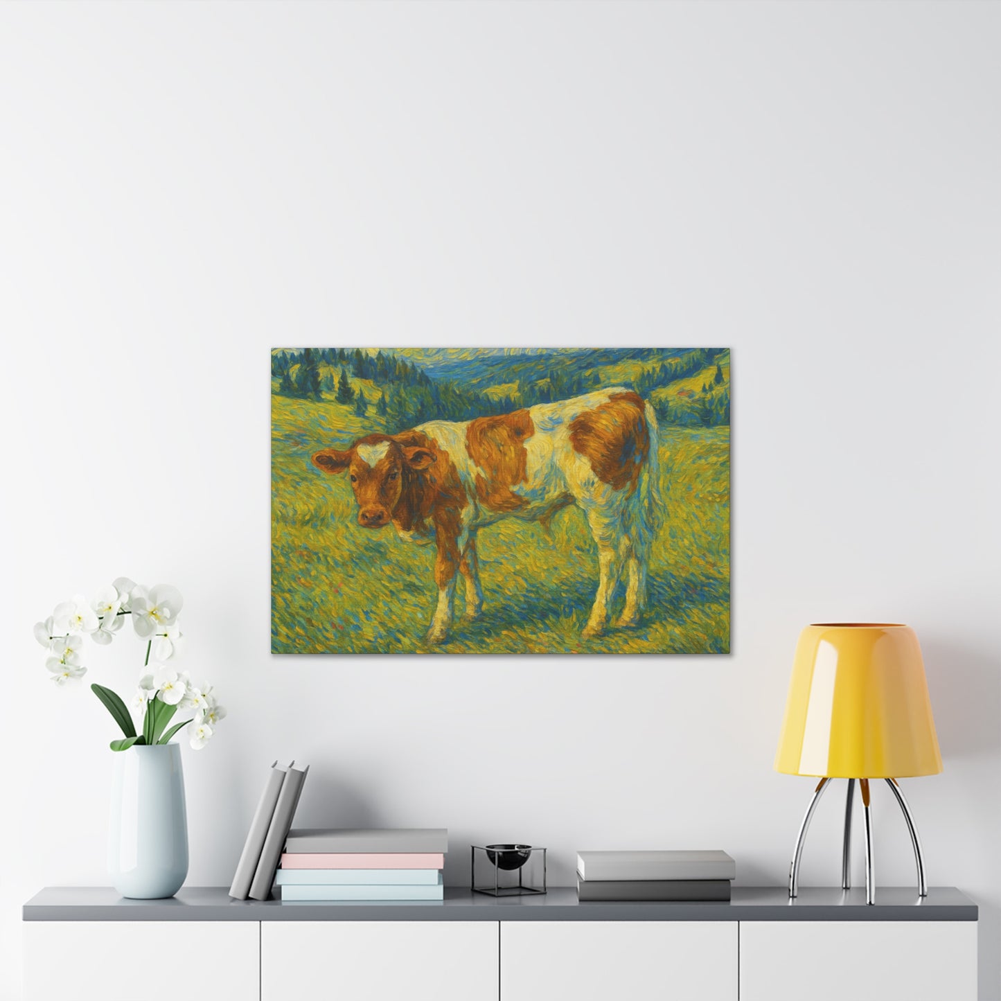 Cow Art Canvas Print, Rustic Farmhouse Decor, Animal Lover Gift, Country Wall Art, Thoughtful Homewarming