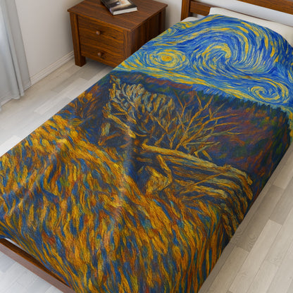 Starry Night Velveteen Plush Blanket, Cozy Throw Blanket for Home Decor, Gift for Art Lovers, Perfect for Christmas or Home Warmth - product image