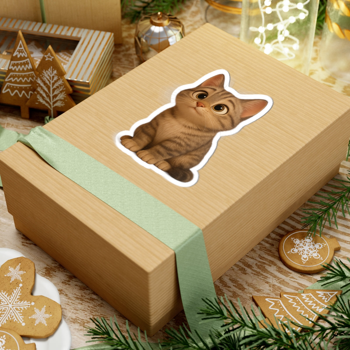 Adorable Cat Kiss-Cut Stickers, Cute Cat Decor, Pet Lover Gifts, Laptop Stickers, Kids' Room Decor