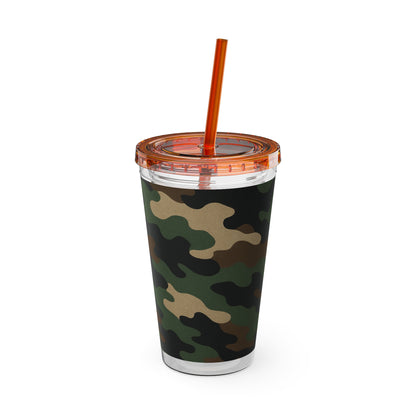 Stylish Camo Tumbler, 16oz Cup with Straw, Perfect for Outdoor Adventures, Gifts for Him, Travel Mug, Eco-friendly Drinkware, Camping