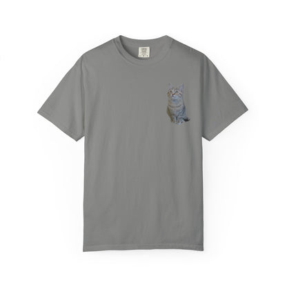 Whimsical Cat Pocket T-Shirt for Cat Lovers
