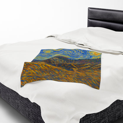 Starry Night Velveteen Plush Blanket, Cozy Throw Blanket for Home Decor, Gift for Art Lovers, Perfect for Christmas or Home Warmth