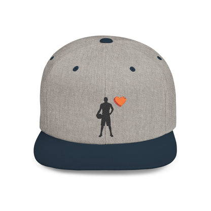 Sporty Love Flat Bill Snapback Hat – Adjustable Cap for Athletes, Casual Wear, Gifts for Sports Fans, Basketball Enthusiasts, Unique
