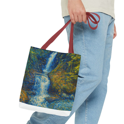 Nature-Inspired Tote Bag, Artistic Eco-Friendly Shopper, Waterfall Design, Reusable Market Bag, Gift for Nature Lovers