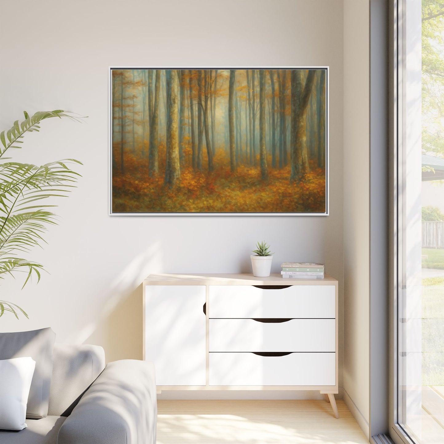 Autumn Forest Canvas Art, Framed Wall Decor, Rustic Home Decor, Nature Artwork, Gift for Nature Lovers