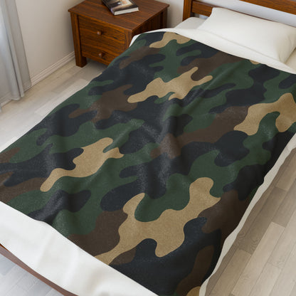 Cozy Camouflage Velveteen Plush Blanket | Ideal for Campouts, Living Room Decor, Gift for Him, Outdoor Adventures, Soft Throw - product image