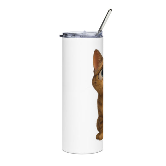 Cute Cat Stainless Steel Tumbler, 20oz - Adorable Pet Lover Gift, Travel Mug, Funny Cat Cup, Eco-Friendly Drinkware, Birthday Present