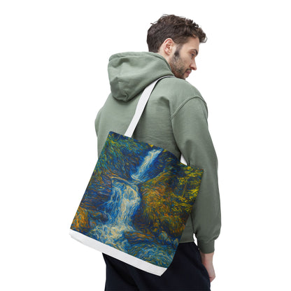 Nature-Inspired Tote Bag, Artistic Eco-Friendly Shopper, Waterfall Design, Reusable Market Bag, Gift for Nature Lovers