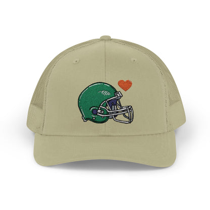 Snapback Trucker Cap with Football Heart Design - Perfect for Sports Fans, Gifts for Gamers, Casual Outings, Tailgating, and Team Spirit