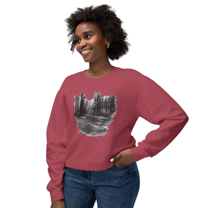 Scenic Minimalist Crewneck Sweatshirt - Cozy Art Tee for Nature Lovers, Gift for Her, Layering Essential, Perfect for Fall, Everyday Wear
