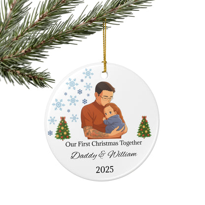 Daddy and Baby Personalized Ceramic Ornaments, Our First Christmas Together | 2025 Keepsake Gift, Holiday Decor, Tree Decoration, Family