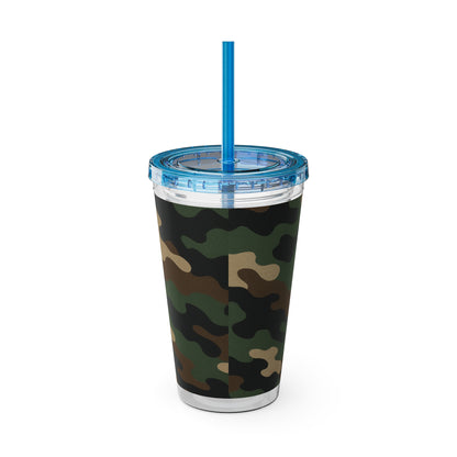 Stylish Camo Tumbler, 16oz Cup with Straw, Perfect for Outdoor Adventures, Gifts for Him, Travel Mug, Eco-friendly Drinkware, Camping