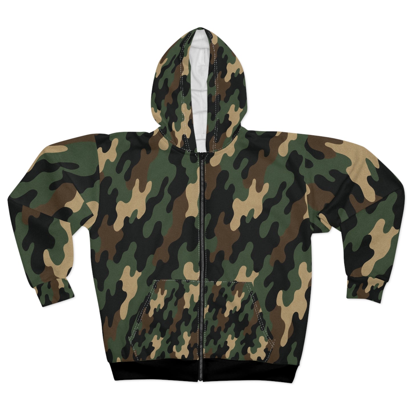 Camo Unisex Zip Hoodie, Cozy Military-Inspired Fashion, Urban Streetwear, Gift for Him or Her, Outdoor Adventures, Casual Wear