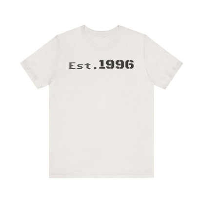 Unisex Jersey Tee - 'Est. 1996' Graphic Shirt, Birthday Gift, Casual Wear, Vintage Style, Retro Fashion, Gift for Him/Her