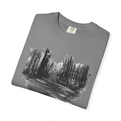 Artistic Forest Scene T-shirt | Nature Lover Gift, Outdoor Adventure Tee, Eco-Friendly Fashion, Vintage Inspired Clothing, Unisex Gift