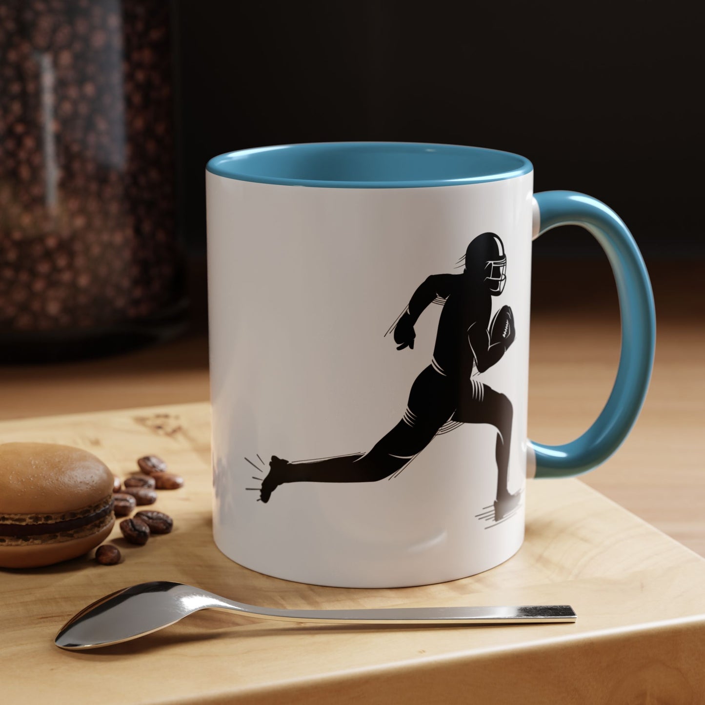 Football Player Themed Accent Coffee Mug, Sports Fan Gift, Unique Mug for Athletes, Coffee Lover, Game Day Essential