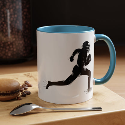 Football Player Themed Accent Coffee Mug, Sports Fan Gift, Unique Mug for Athletes, Coffee Lover, Game Day Essential