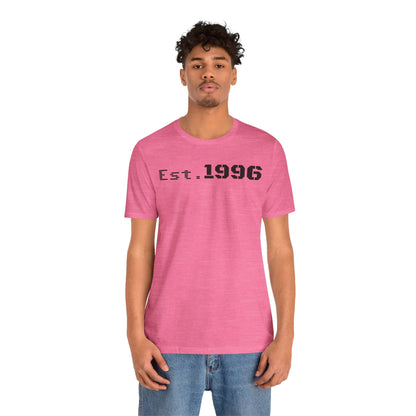 Unisex Jersey Tee - 'Est. 1996' Graphic Shirt, Birthday Gift, Casual Wear, Vintage Style, Retro Fashion, Gift for Him/Her