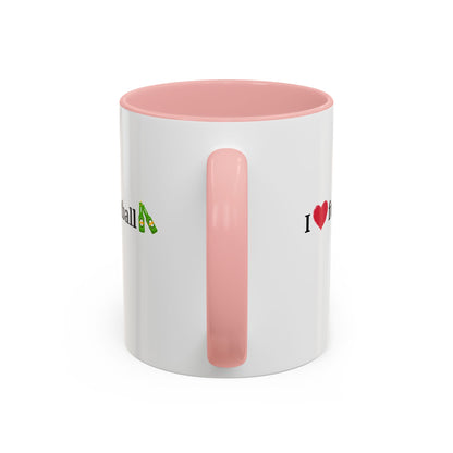I Love Football Accent Coffee Mug, Perfect Gift for Sports Lovers, Football Enthusiasts, Unique Mug for Game Days, Home or Office Decor