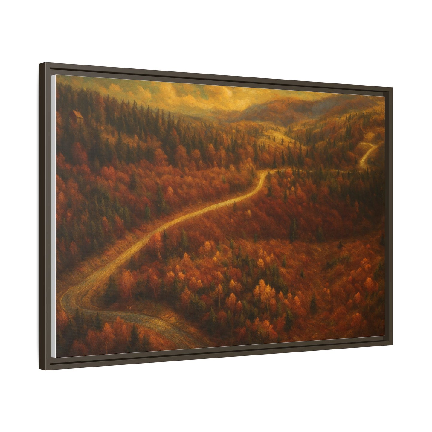 Autumn Landscape Framed Canvas Art, Cozy Home Decor, Warm Fall Vibes, Gift for Nature Lovers, Perfect for Thanksgiving