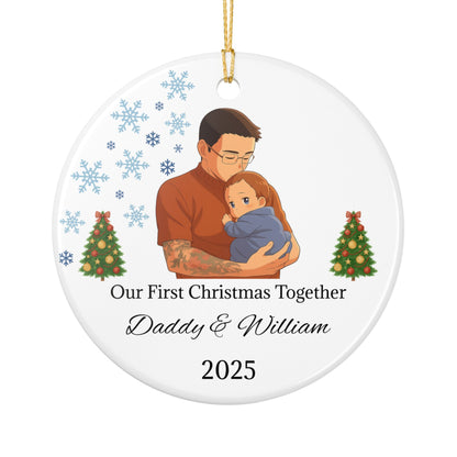 Daddy and Baby Personalized Ceramic Ornaments, Our First Christmas Together | 2025 Keepsake Gift, Holiday Decor, Tree Decoration, Family