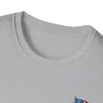 Patriotic Unisex Softstyle T-Shirt, American Flag Tee, USA Pride Shirt, Perfect for Independence Day, Casual Wear