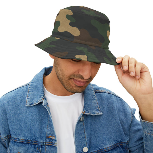 Camouflage Bucket Hat - Trendy AOP Headwear, Summer Fashion Accessory, Outdoor Adventure Cap, Unique Gift for Him/Her, Stylish Festival Hat - product image