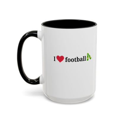 I Love Football Accent Coffee Mug, Perfect Gift for Sports Lovers, Football Enthusiasts, Unique Mug for Game Days, Home or Office Decor