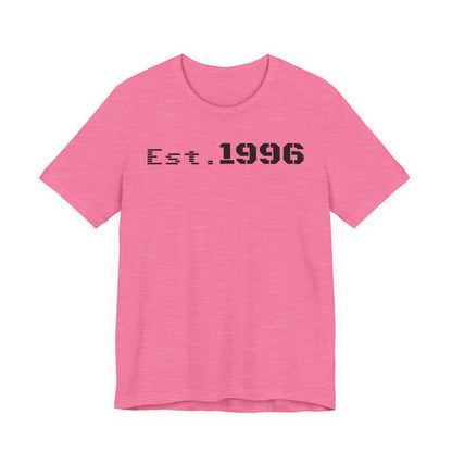 Unisex Jersey Tee - 'Est. 1996' Graphic Shirt, Birthday Gift, Casual Wear, Vintage Style, Retro Fashion, Gift for Him/Her