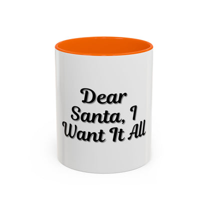 Dear Santa Accent Coffee Mug - Fun Holiday Mug for Christmas Enthusiasts